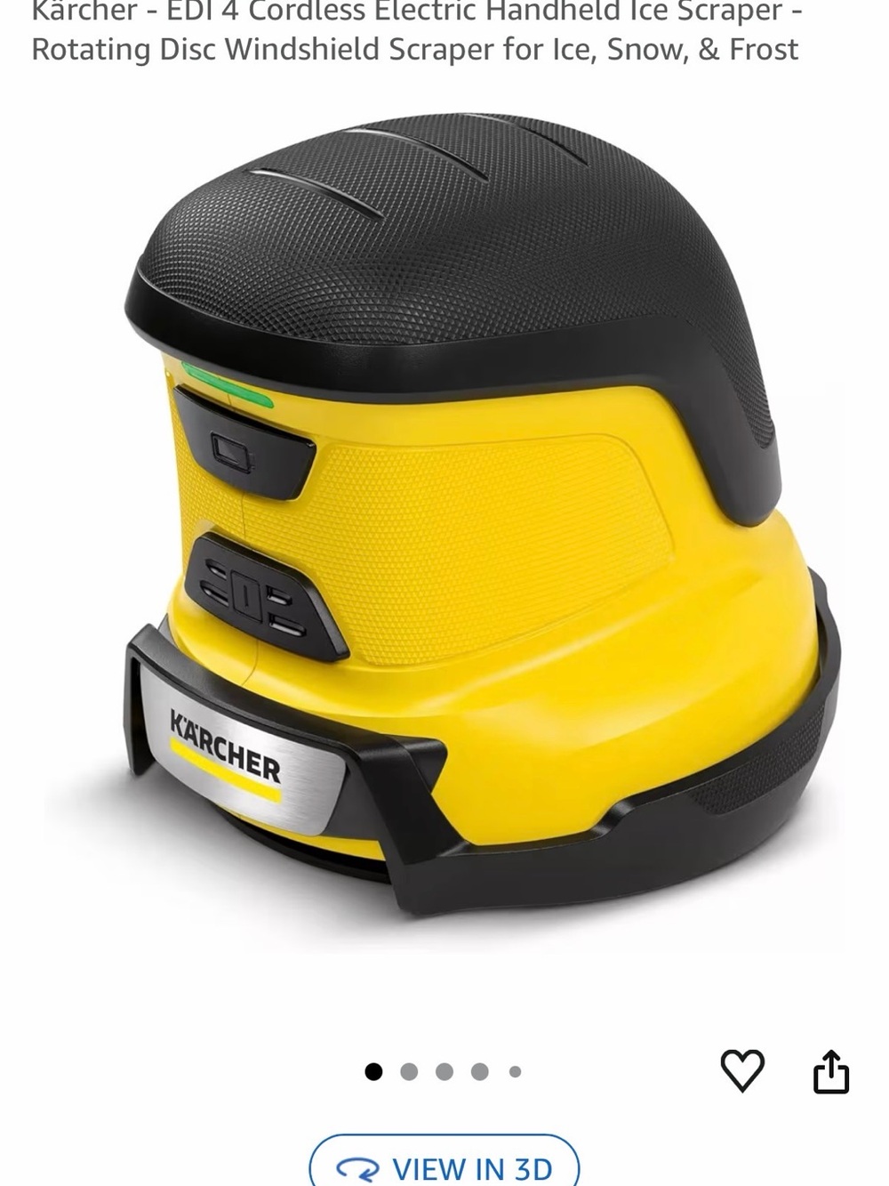 Kärcher Cordless Electric Handheld Ice Scraper - Yellow & Black